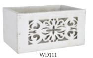 7.75" Rectangle White Open Design Wood Box