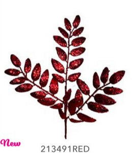 17" Glittered Smilax Pick, Red