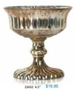 Burnt Gold Mercury Lined Glass Pedestal Bowl