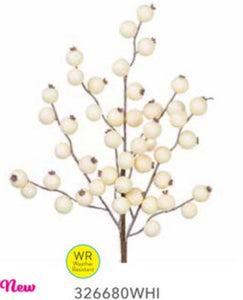 16" White Berry Cluster x 3 Pick