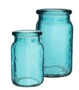 6 1/2" Hammered Jar - Vintage Blue