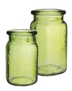 6 1/2" Hammered Jar - Vintage Green