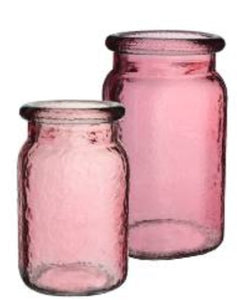 6 1/2" Hammered Jar - Vintage Pink