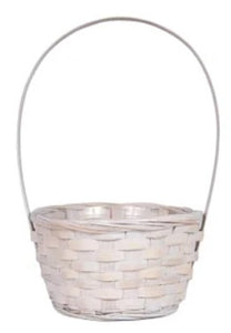 7.75x4x14" OH White Washed Bamboo Basket with Hard Liner
