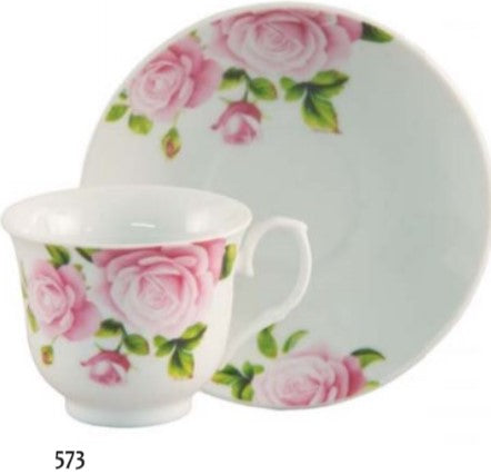 Porcelain Pink Rose Tea Cup and Saucer