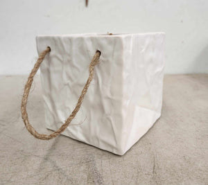 5" x 5" x 5" Ceramic Paper Bag - Matte White