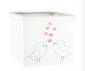 6" x 6" x 5.25" Ceramic Square - Love Birds