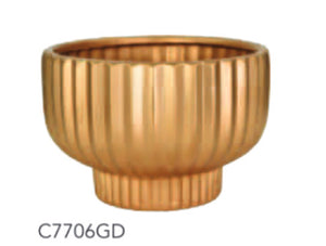 6.25" Opening Round gold Line Stoneware Pot
