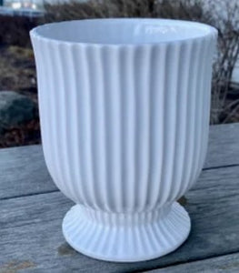 5.3" x 6.4" H Shiny White Dolomite Container