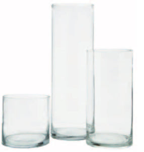 5"W x 10"T Clear Glass Cylinder Vase