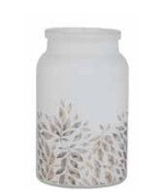 7"T x 3"OP White Frosted Leaf Bottle