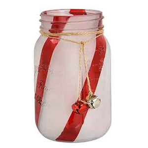 6.5"T Round Candy Cane Mason Jar