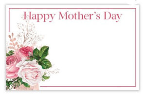 Enclosure Card - Happy Mother's Day -  Pink Roses Corner with Pink Border
