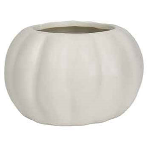 6" Round Matte White Ceramic Pumpkin Pot