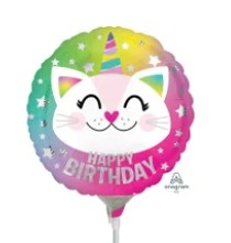 9" Pre-Inflated Happy Birthday Caticorn Balloon