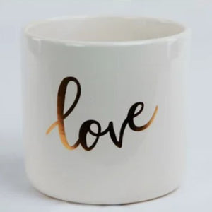 4.7" x 4.3" White Dolomite Container w/ Gold 'Love' Decal