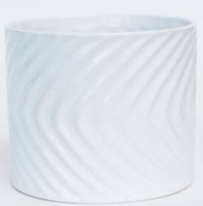 5.7" D x 5.5" H Glazed White Dolomite Container