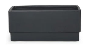 9.5" x 5.5" x 4.25"H Matte Black Rectangular Ceramic Pot