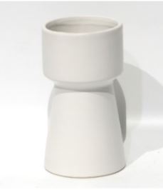 4" D x 6.8" H Matte White Ceramic Pot