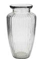 7.5" Tall Round Clear Ribbed Glass Vase