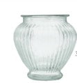 6" Round Ribbed Clear Glass Ginger Jar