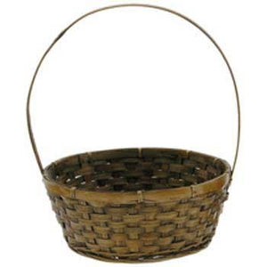 10.5" Round Brown Basket with Handle