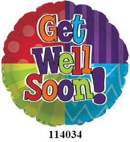 17" Get Well Soon Dots and Stripes Balloon
