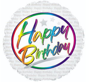 18" Happy Birthday Script Balloon