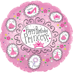 18" Birthday Princess Pink Balloon