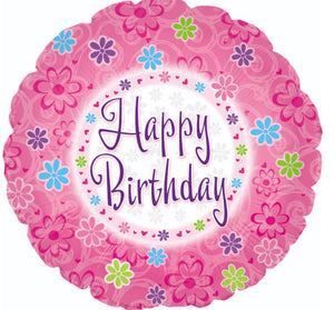 18" Pinkish Happy Birthday Mylar Balloon