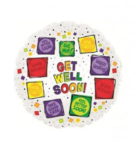 17" Get Well Soon Squares Balloon