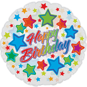 24" Happy Birthday Stars Foil Balloon