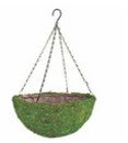 16" Hanging Basket w/Liner - Green Moss