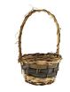 6" Round Straw/Wood Chip Basket /Handle