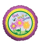 18" Happy Flowers Get Well Balloon
