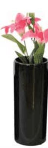 4.5" x 12" Gloss Black Ceramic Cylinder Vase