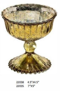 Gold Finish Over Glass Pedestal Container