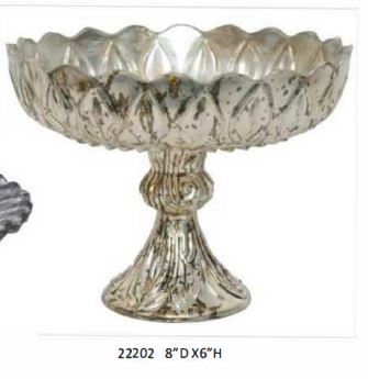 Royal Platinum Glass Pedestal Bowl