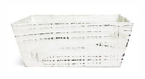 12.5x9x5" Wood Basket White Wash w/H.Liner