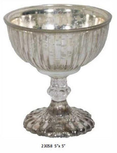 Mercury Silver Glass Pedestal Bowl