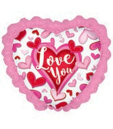 32" Love You Stitched Hearts With Lace Foil Balloon