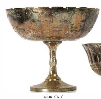 Burnt Gold Mercury Glass Pedestal Bowl 8