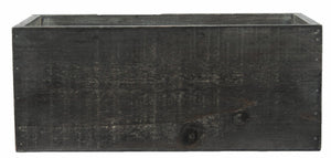 10.5x5.5x4.25" Black Wash Rectangular Wood Container