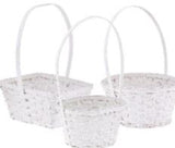 White Painted Basket With Handle