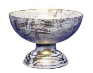 White Gold Centrepiece Pedestal Metal Bowl 5.5" D