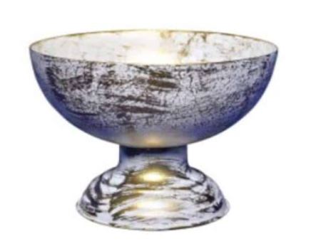 White Gold Centrepiece Pedestal Metal Bowl 5.5