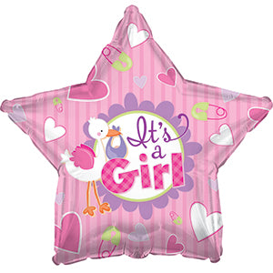 17' It's A Girl Stork Star balloon