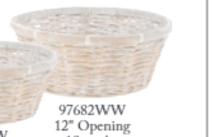 12" Round White Rattan Dish Garden Basket