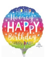 9" Pre-Inflated Hip Hop Hooray Happy Birthday Balloon