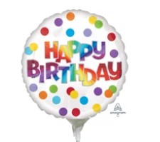 Pre-Infl 4" birthday Dots of Colour Balloon